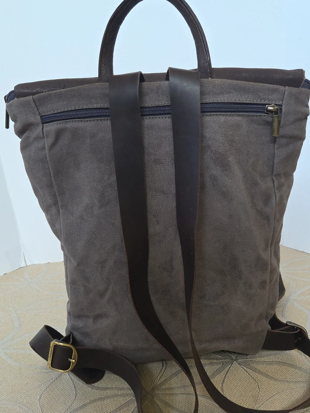 NWT, Ruth Kraus Waxed Canvas And Leather Backpack!